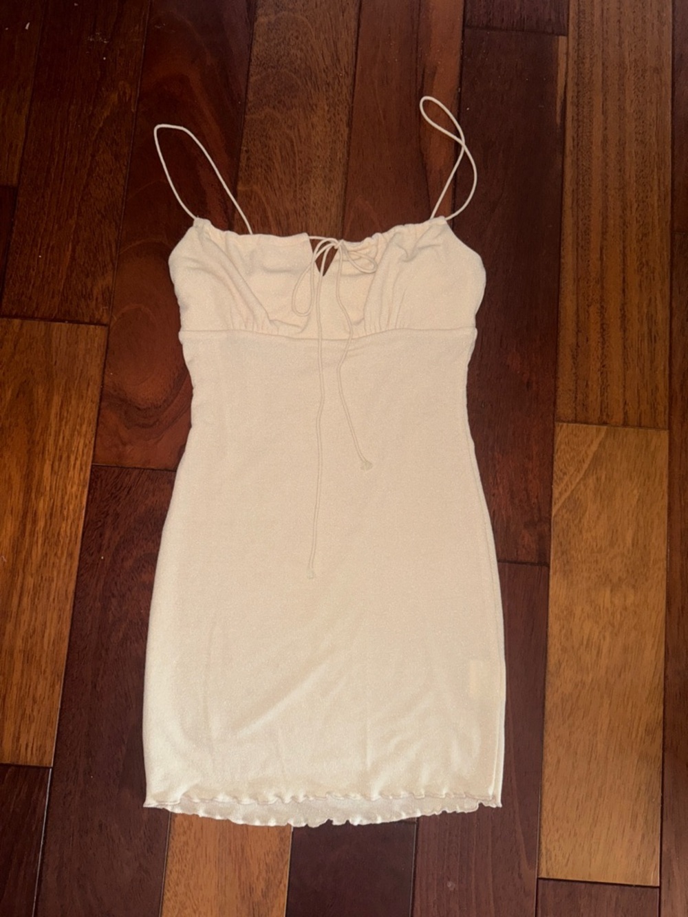 Verge girl Cream Spaghetti Strap Mini Dress